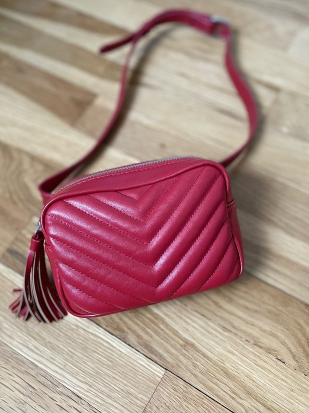 Forever 21 Cherry Chevron Fanny Pack Purse - Preowned
